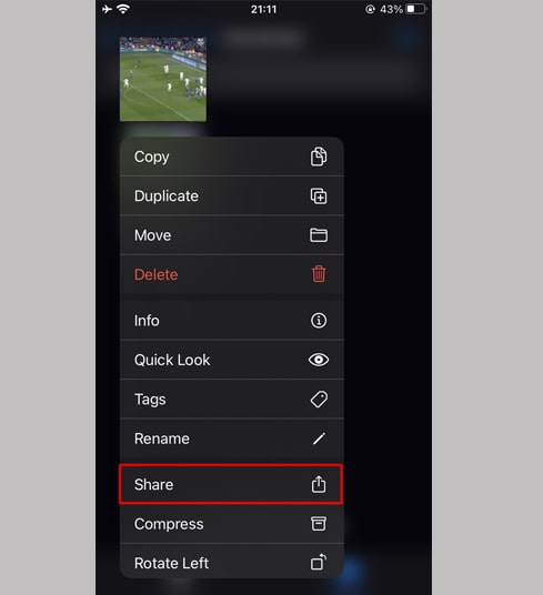 Select the share option