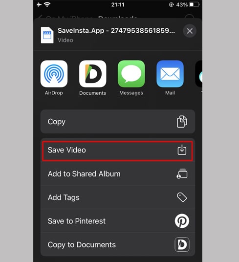 Continue by selecting save video